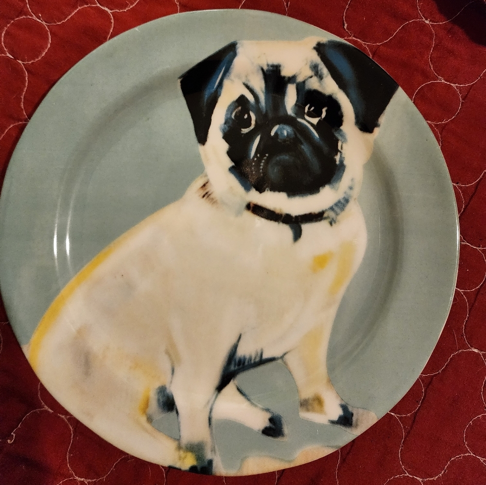 Sally Muir Dog-A-Day Pug Plate 8 1/2"
